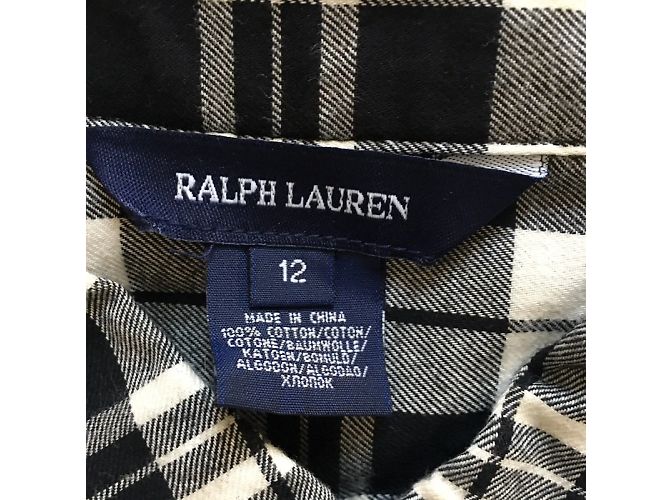 Ralph Lauren Karierte Baumwollbluse Mädchen 12 Jahre Schwarz Weiß - Ansicht 4