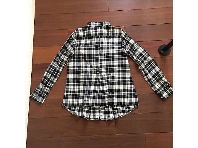 Ralph Lauren Karierte Baumwollbluse Mädchen 12 Jahre Schwarz Weiß - Ansicht 8