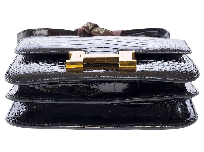 Hermès Borsa HERMES Constance in Pelle Esotica Nera - 103009 Nero - vista 10