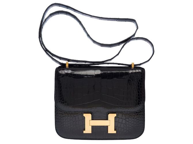 Hermès Borsa HERMES Constance in Pelle Esotica Nera - 103009 Nero - vista 2