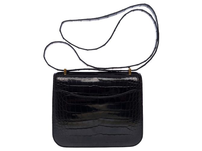 Hermès Borsa HERMES Constance in Pelle Esotica Nera - 103009 Nero - vista 3