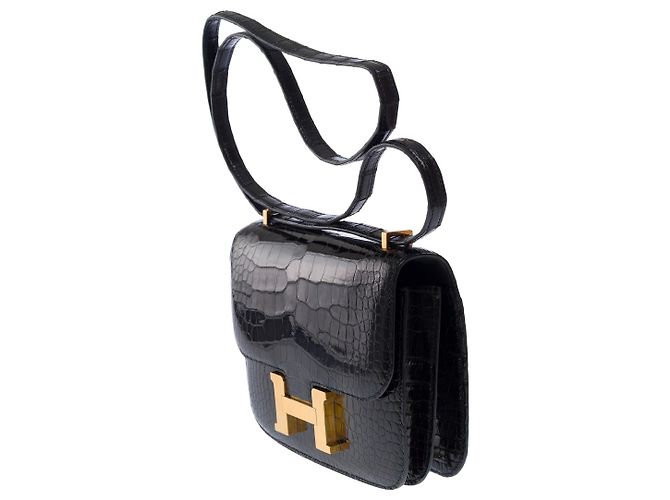 Hermès Borsa HERMES Constance in Pelle Esotica Nera - 103009 Nero - vista 4