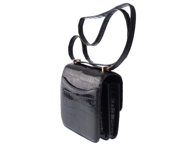 Hermès Borsa HERMES Constance in Pelle Esotica Nera - 103009 Nero - vista 5