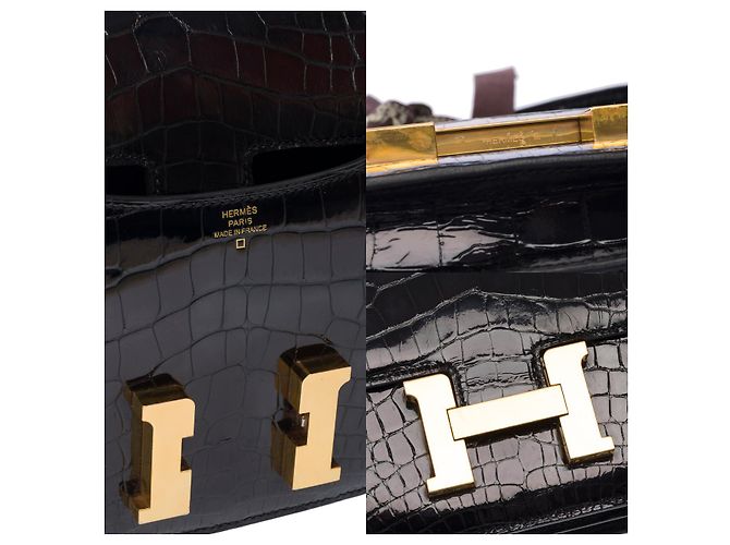 Hermès Borsa HERMES Constance in Pelle Esotica Nera - 103009 Nero - vista 6