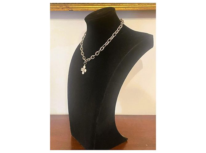 Bellissimo collier DOLCE & GABBANA con fiore con pietre bianche e logo Argento Bianco - vista 3