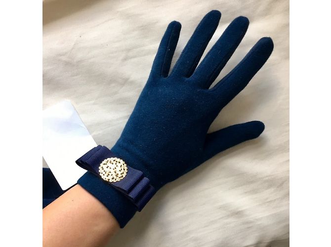 Autre Marque Luvas com fitas e medalhão Azul Dourado - vista 2
