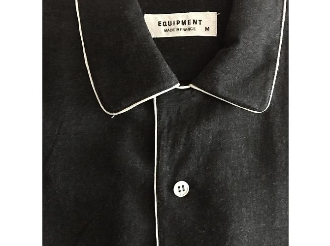 Camisa Equipment Gris Jaspeada de Rayón con Ribete Blanco Gris antracita - vista 7