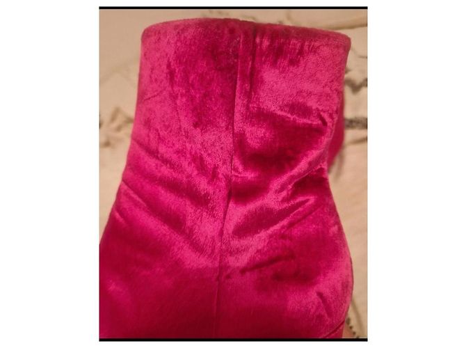 Botines Balenciaga de terciopelo fucsia - vista 3