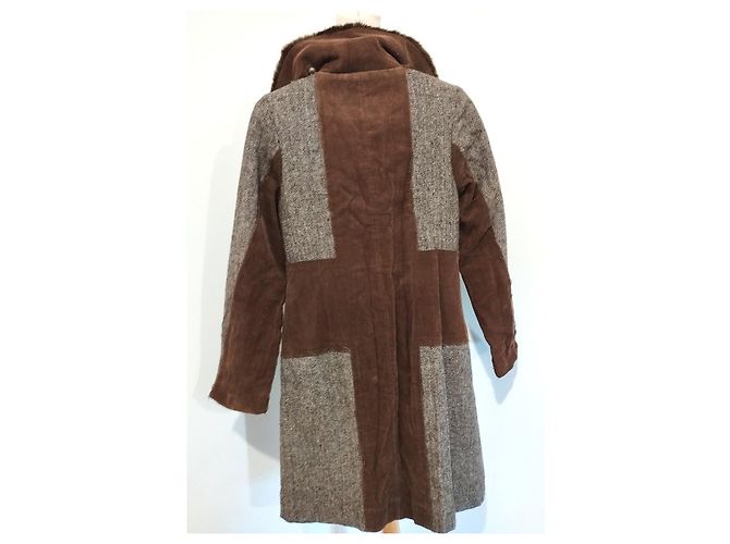 Autre Marque Abrigo de Invierno Ringspun Tweed y Terciopelo S/M Castaño - vista 11