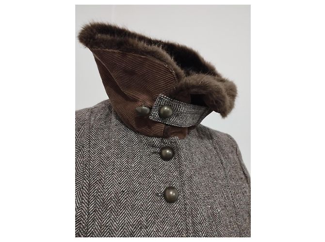 Autre Marque Abrigo de Invierno Ringspun Tweed y Terciopelo S/M Castaño - vista 16