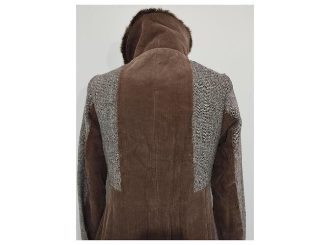 Autre Marque Abrigo de Invierno Ringspun Tweed y Terciopelo S/M Castaño - vista 5
