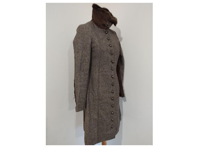 Autre Marque Abrigo de Invierno Ringspun Tweed y Terciopelo S/M Castaño - vista 6