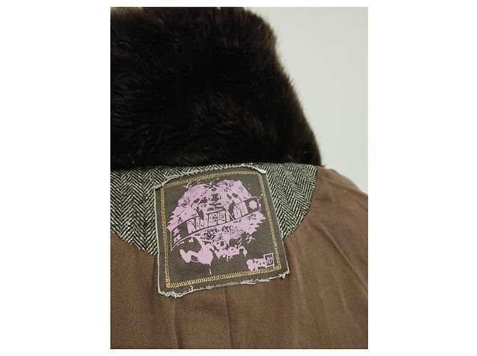 Autre Marque Abrigo de Invierno Ringspun Tweed y Terciopelo S/M Castaño - vista 7