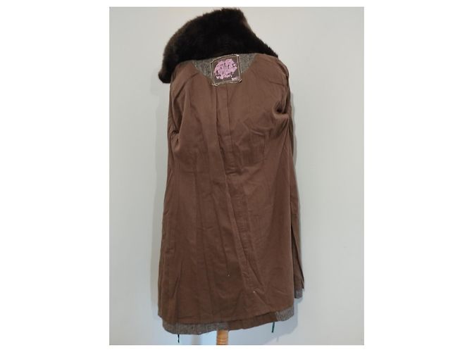 Autre Marque Abrigo de Invierno Ringspun Tweed y Terciopelo S/M Castaño - vista 9