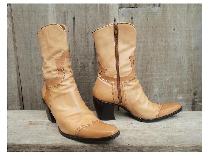 Botas Western Sartore de piel beige - vista 2