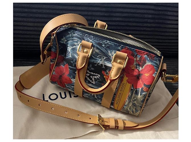 LOUIS VUITTON KEEPALL BANDOULIERE 25 MONOGRAMMA SURF BLU MARINO Blu navy - vista 2