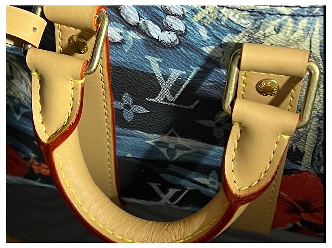 LOUIS VUITTON KEEPALL BANDOULIERE 25 MONOGRAMMA SURF BLU MARINO Blu navy - vista 3