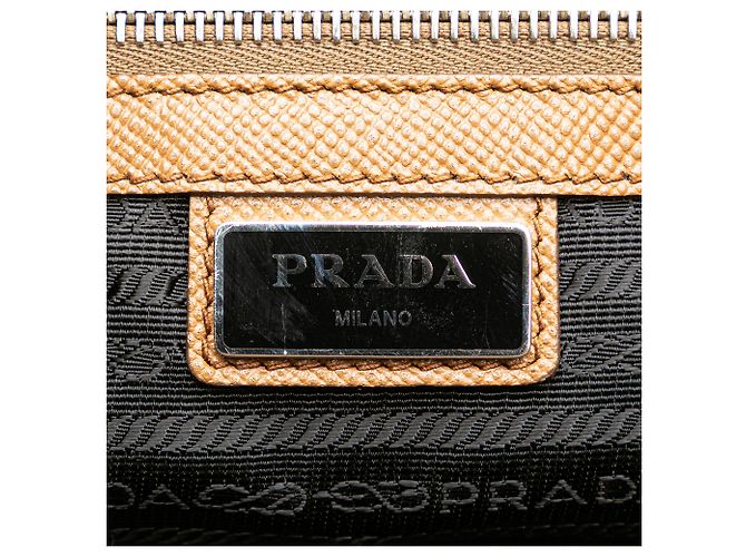 Prada braune Saffiano Lux Doppelgriff Einkaufstasche - Ansicht 5