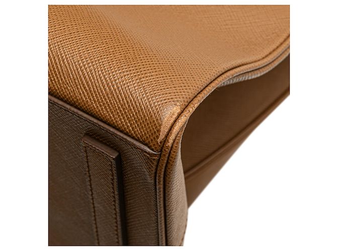 Prada braune Saffiano Lux Doppelgriff Einkaufstasche - Ansicht 9