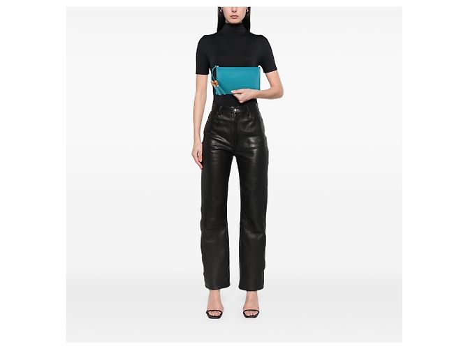 Bamboo Gucci Clutch aus blauer Kalbsleder mit Bambusgriff - Ansicht 11