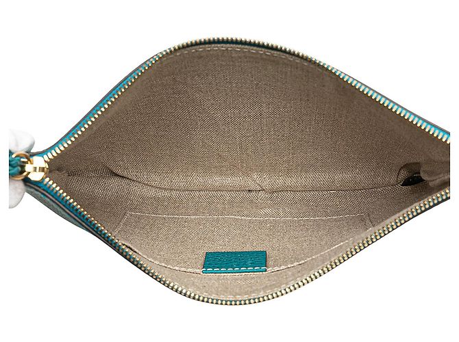 Bamboo Gucci Clutch aus blauer Kalbsleder mit Bambusgriff - Ansicht 4