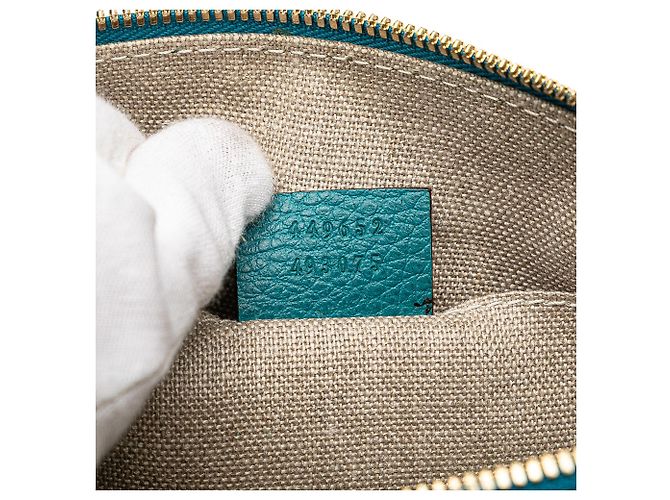 Bamboo Gucci Clutch aus blauer Kalbsleder mit Bambusgriff - Ansicht 6
