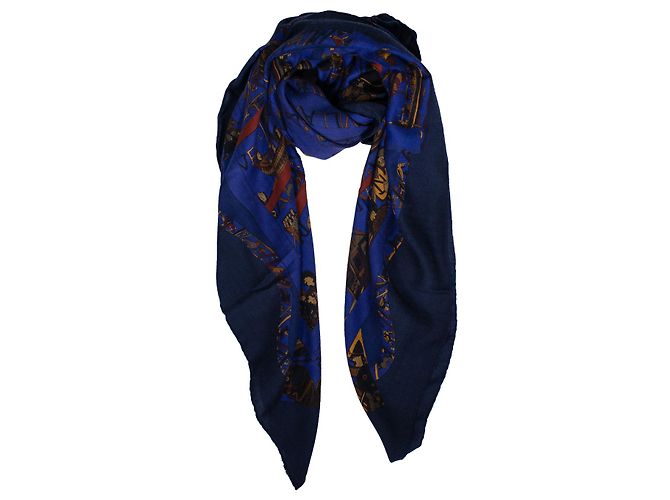 Hermès, La Gloria di gvillavme sciarpa in cashmere blu - vista 2