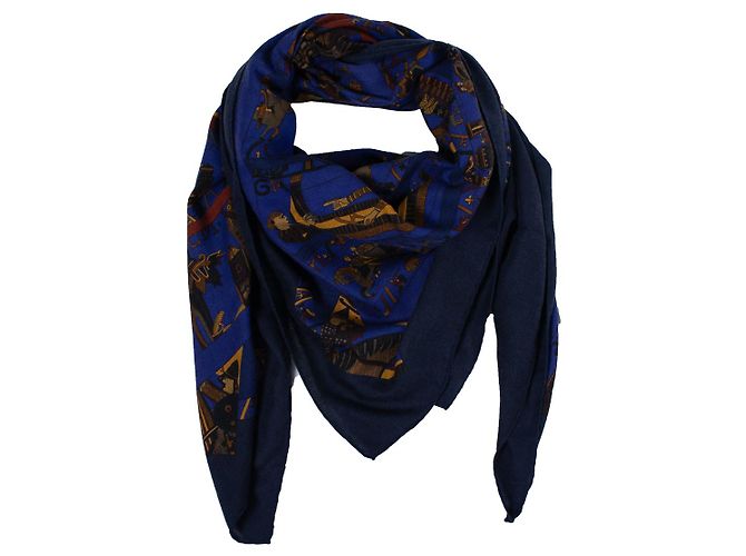 Hermès, La Gloria di gvillavme sciarpa in cashmere blu - vista 3