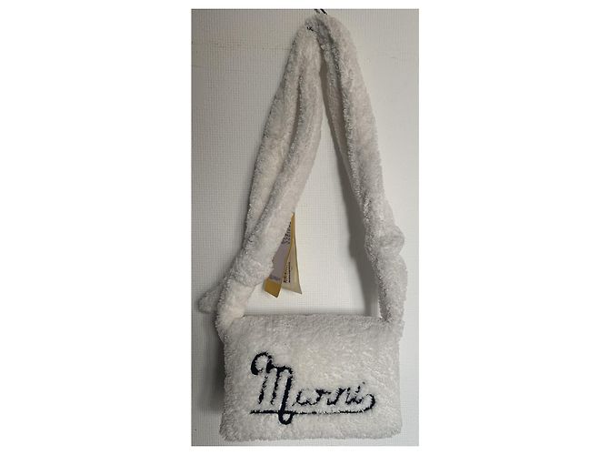 Borsa Marni in pelliccia sintetica bianca e verde Bianco - vista 2