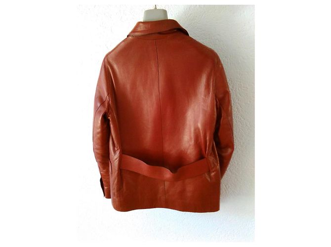 Chaqueta Caban Prada de cuero roja - vista 2