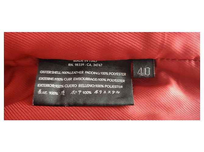 Chaqueta Caban Prada de cuero roja - vista 4