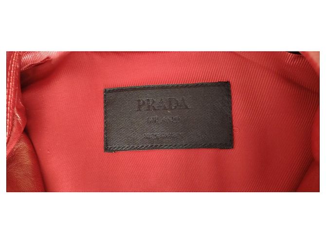 Chaqueta Caban Prada de cuero roja - vista 5
