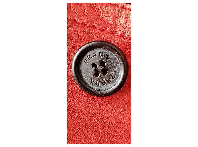 Chaqueta Caban Prada de cuero roja - vista 7