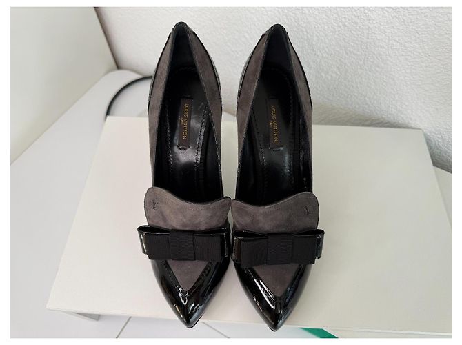 Louis Vuitton Bow Pumps 37.5 Black Grey Schwarz Grau - Ansicht 4