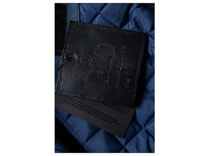 Philipp Plein, abrigo de mezclilla con cuello de piel Azul - vista 6