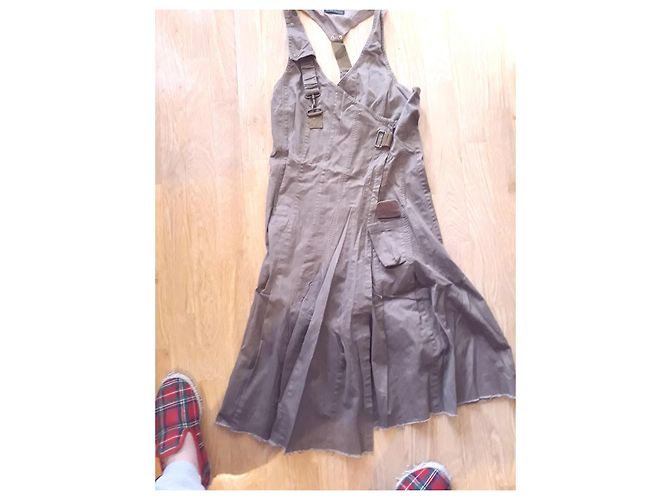 Vestido Ikks de algodón caqui - vista 3