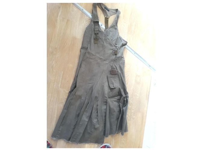 Vestido Ikks de algodón caqui - vista 5