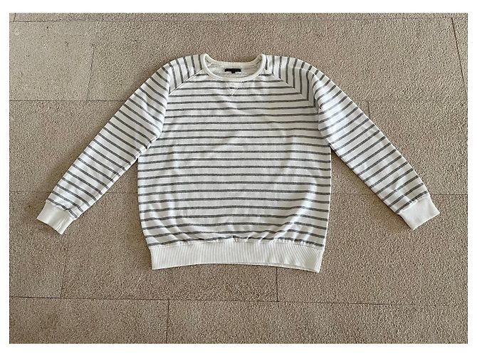Suéter listrado Adolfo Dominguez ecru/cinza claro T. 7 (XL a XXL) - Novo Creme - vista 4