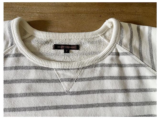 Suéter listrado Adolfo Dominguez ecru/cinza claro T. 7 (XL a XXL) - Novo Creme - vista 7