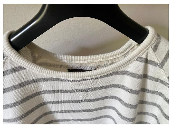 Suéter listrado Adolfo Dominguez ecru/cinza claro T. 7 (XL a XXL) - Novo Creme - vista 8