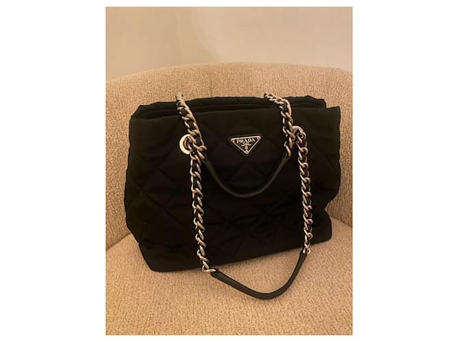 Borsa Tote Prada TESSUTO IMPUNTU Nera Nero - vista 2