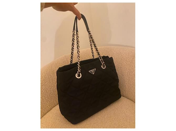 Borsa Tote Prada TESSUTO IMPUNTU Nera Nero - vista 6