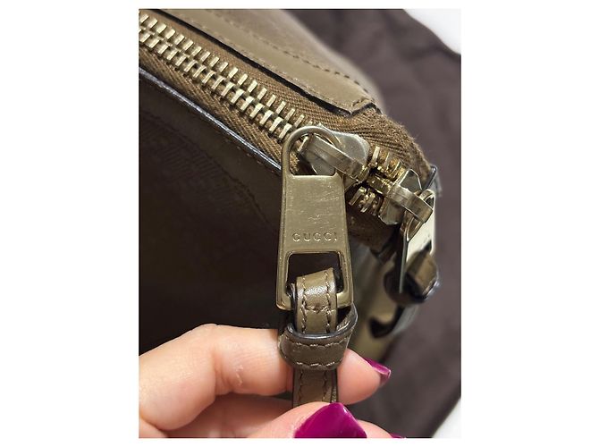 Borsa tote Gucci Diamante in pelle kaki Cachi - vista 4