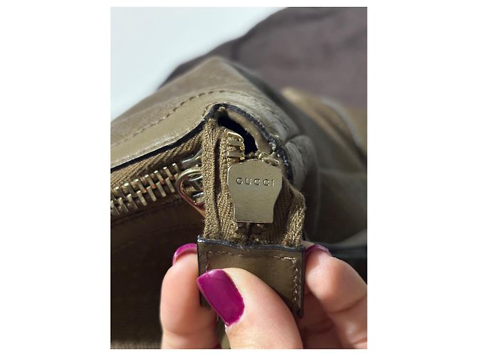 Borsa tote Gucci Diamante in pelle kaki Cachi - vista 5