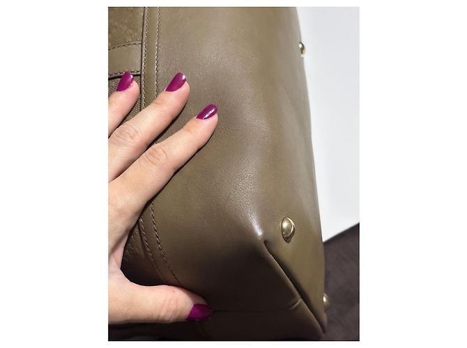 Borsa tote Gucci Diamante in pelle kaki Cachi - vista 8