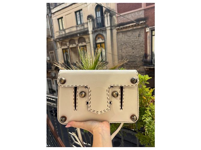 Borsa Fendi in pelle color eggshell Bianco sporco - vista 10