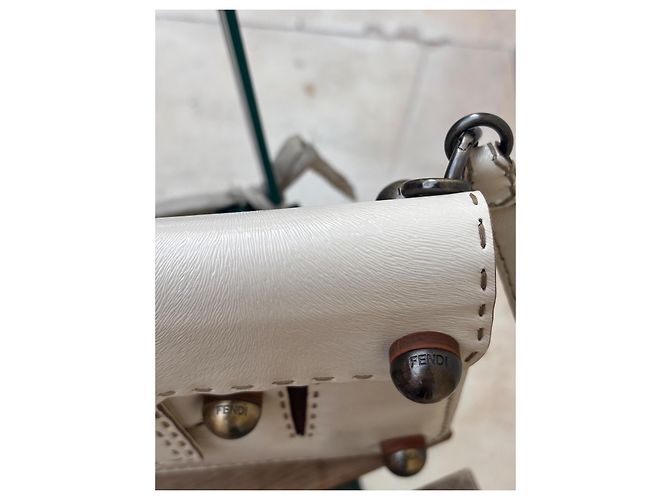 Borsa Fendi in pelle color eggshell Bianco sporco - vista 12