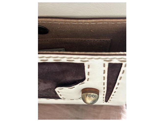 Borsa Fendi in pelle color eggshell Bianco sporco - vista 8
