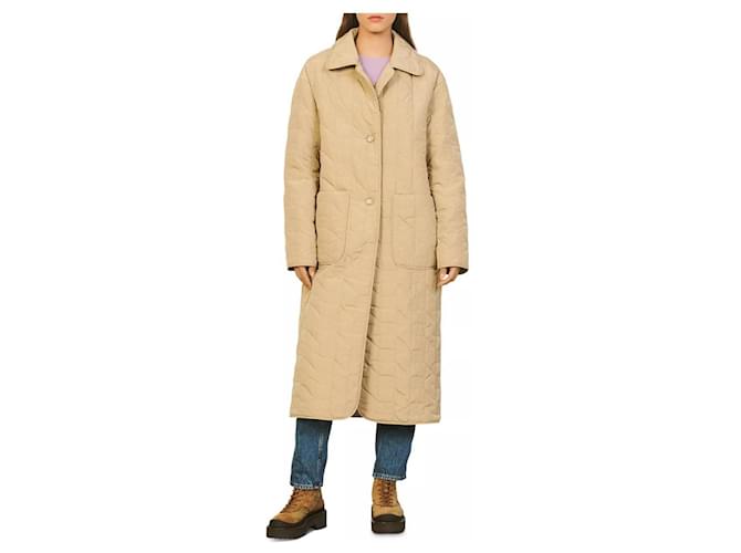 Sandro abrigo largo acolchado Stuart beige - vista 2
