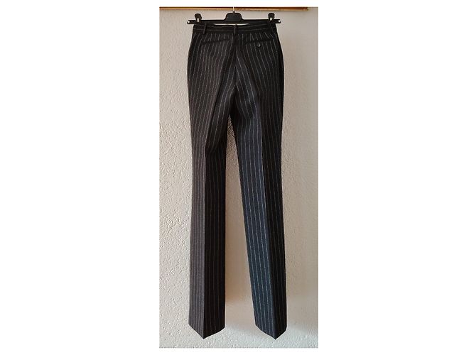 PANTALÓN DE LANA A RAYAS GUCCI. Negro - vista 3